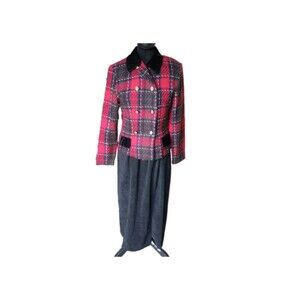 Worthington 10P Black Maxi Dress/Christina S Red Plaid Jacket, Vtg